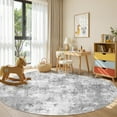 thumbnail image 3 of UERMEI Area Rugs for Living Room 5x5 Round Washable Rug Vintage Pattern Large Non-Slip Stain Resistant Soft Durable Floor Carpet for Bedroom, Dining Room, Home Office - Gray, 3 of 14