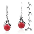 thumbnail image 4 of Precious Orb Red Coral Stone Sterling Silver Dangle Earrings, 4 of 5