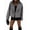 Gray, variant on Women Crop Pea Coat Wool Blend Office Work Lapel Collar Short Winter Jacket Trench Coat Apricot Color XL