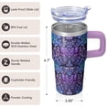 thumbnail image 3 of 20oz Bohemian Tumbler with Handle & Straws, Leak-Proof Stainless Steel Insulated Travel Coffee Mug, Boho Themed Gift for Women, 3 of 5