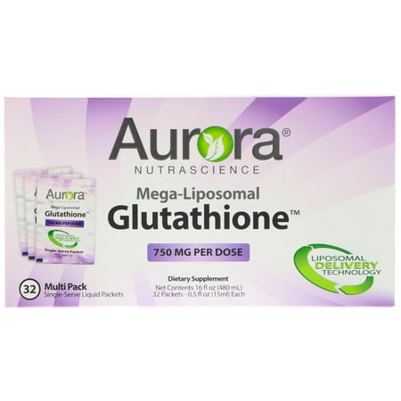 Aurora Nutrascience  Mega-Liposomal Glutathione  750 mg  32 Single-Serve Liquid Packets  0 5 fl oz  15 ml 