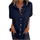 thumbnail image 1 of Vestidos Casuales Para Mujer, Blusas De Mujer De Moda Blusa de verano tipo túnica de lino con cuello en V, manga corta, botones sueltos y bolsillo para mujer, 1 of 6
