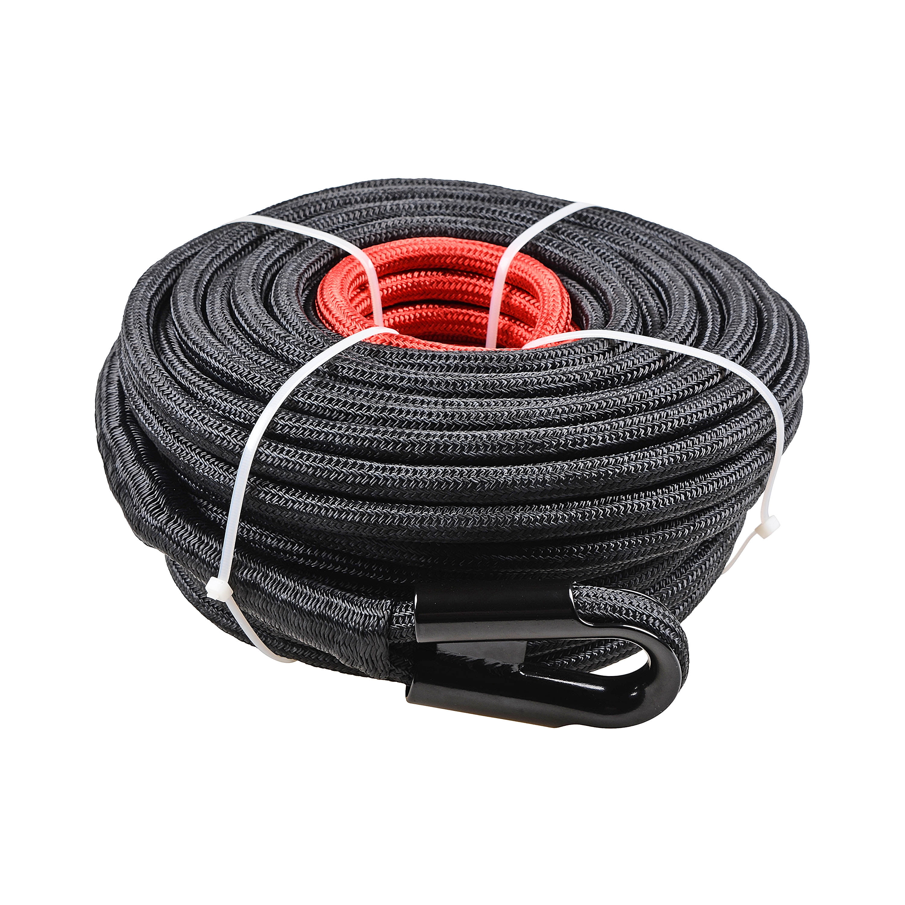 Synthetic Winch Rope 1/4 x 50 7500+Lbs Blue Winch Nylon Line with Black Protecting Sleeve Synthetic Nylon Winch Rope for ATV UTV SUV Jeep Truck Boat
