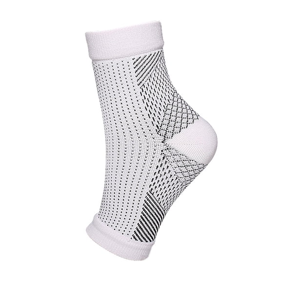 Joefnel Ankle Compression Sleeve For Women & Men, Ankle Brace Support, Neuropathy Socks,White,L/XL