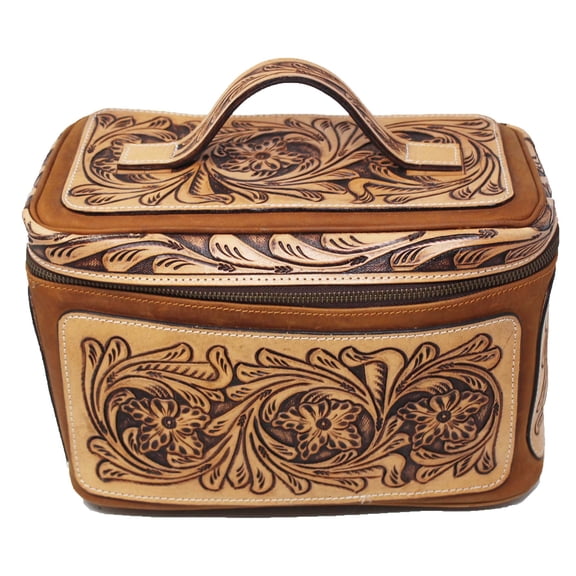 Unisex Western Tooled Leather Cosmetic Dopp Kit Toiletry Bag 18RTT10