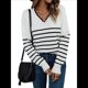 thumbnail image 1 of Camisa de Larga para Mujer, Suéter Informal Holgado A Rayas XL, 1 of 10