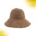 thumbnail image 3 of GOOHOCHY 3 pcs Outdoor Hawaii Round Sun Block Wide Brim UV Protection Summer Beach Hat (Khaki), 3 of 8