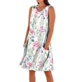 thumbnail image 2 of V Neck Aline Dresses for Women Flowy Floral Sleeveless Dress Summer Casual Wedding Guest Sundress with Pockets, 2 of 5