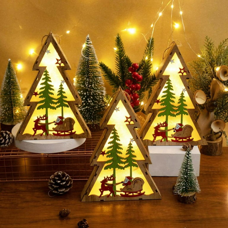 3 Pcs LED Wooden Christmas Ornaments Hanging Reindeer Ornaments for  Indoor/Outdoor Holidays, Party Decoration, Tree Ornaments, Events, and  Christmas