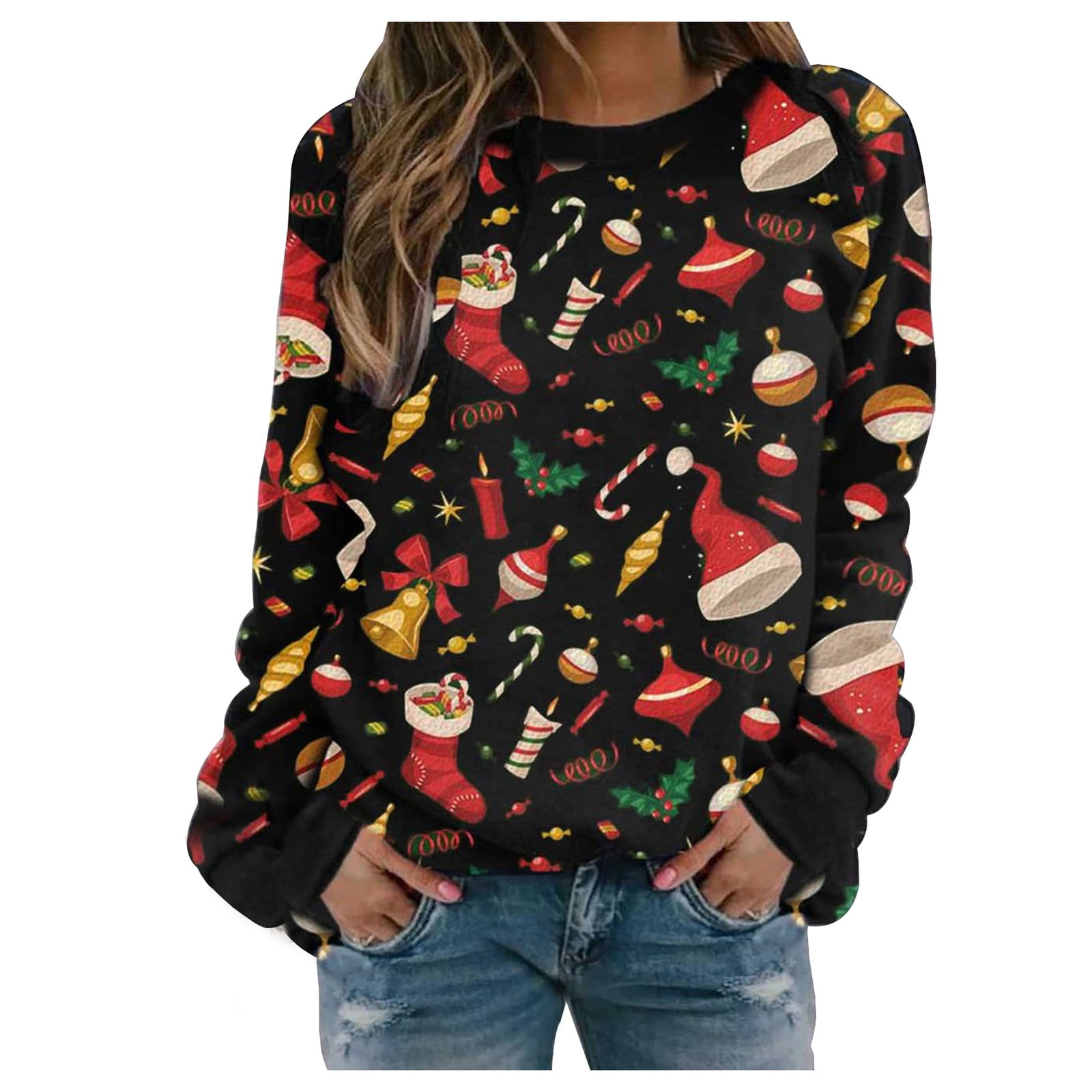 Women Crew Neck Women Christmas Shirts 