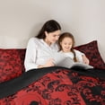 thumbnail image 4 of jejeloiu Gothic Skull Queen Comforter Set,Baroque Damask Comforter Sets Queen For Adults,Red Black,Black Reversible,3-Piece,1 Comforter and 2 Pillowcases, 4 of 7