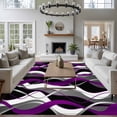 thumbnail image 3 of Modern Geometric Area Rugs 5'x7', Washable Small Throw Rugs for Laundry Room Playroom, Abstract Minimalist Lines Purple Black Indoor Outdoor Rug Non-Slip Low Pile Carpet Runner Reversible Floor Mats, 3 of 8
