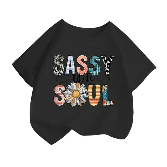 100 Days Of School Shirt Kids 7/8 Letter Graphic Printed Short Sleeve T Shirts Round Neck Comfortable Back To School Shirt Girls' Tops, Tees & Blouses Black,120（6-8 Years）