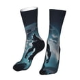 thumbnail image 6 of KLL Moon Wolf Warrior Print Womens Crew Socks Athletic Middle Tube Long Socks Novelty Socks Gifts For Men, 6 of 7