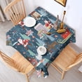 thumbnail image 2 of Dark Blue Christmas Santa Pattern Square Tablecloth,Waterproof Square Table Cover,Wipeable Spillproof Washable Table Cover for Home Kitchen Party Decor 42"X42"(107x107cm), 2 of 6