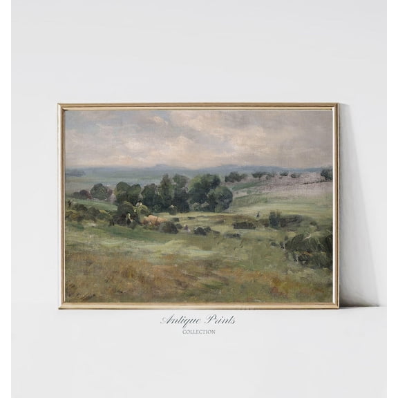 Summer Landscape Poster, Antique Country, Vintage Summer Countryside Wall Art, Rustic Farmhouse Wall Decor,, Unframed Poster Size 24x36