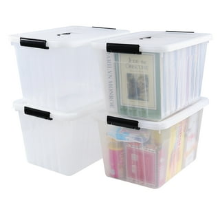 Teyyvn 14 L Clear Storage Box, 2-Pack Plastic Storage Bin with Black Lid