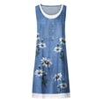 thumbnail image 4 of SMihono Robe d'Été pour Femmes Grande Taille Mode Femmes Décontractée Aguichant à Col Rond à Imprimé Floral Fausse Robe Deux Pièces Sans Manches, 4 of 4