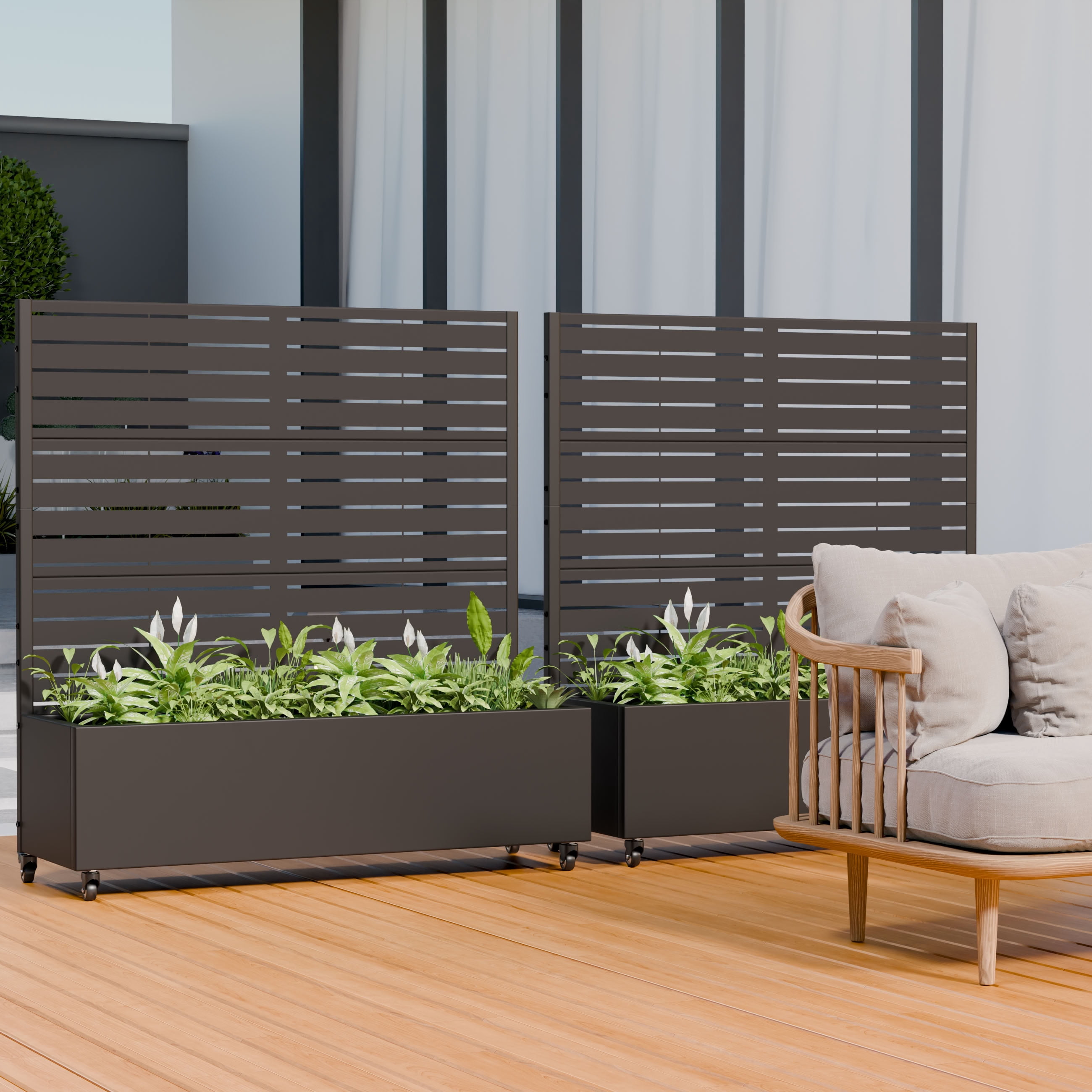 MAYEERTY 47*47in Outdoor Metal Planter Box, Modern Square Metal Planter, Outdoor Decorative Planter for Patio, Balcony, Garden