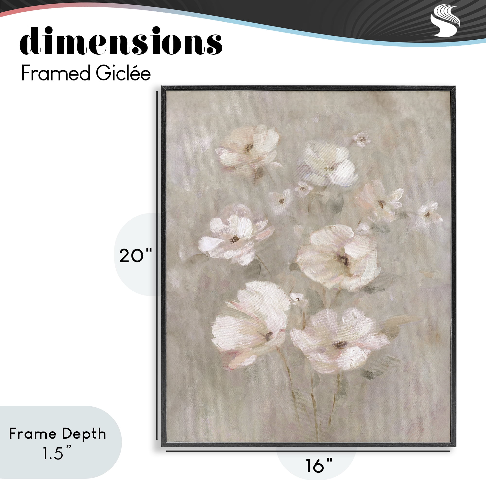 Stupell Industries Blush Florals over Beige Black Framed Giclee Art, design by Carol Robinson