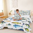 thumbnail image 3 of Manfei Ocean Game Fish King Bedding, Sea Wildlife King Bed in a Bag, White Blue, Reversible, 7pcs, 3 of 6
