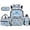 Baseball Blue Bow, variant on School Backpack 4-in-1 Set, Casual Rucksack with Front Zipper Pocket, Thermal Lunch Bag, Water Bottle Carrier and Pencil Case for Middle School Fish Camo Pattern