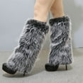 thumbnail image 5 of Women's Knee-Length Furry Socks - Solid Color, Elastic, Plush Imitation Leg Design,Grey,M,Dailypoc, 5 of 5