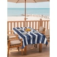thumbnail image 2 of Outdoor Tablecloth with Umbrella Hole for Patio/Picnic/Party/Camping, Nautical Striped Waterproof Table Cloth Rectangle Table Cover Washable, Summer Coastal Ocean Navy Blue White (54"x 80"), 2 of 8