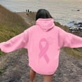 thumbnail image 4 of ZSQDM Women's Hoodies Sweatshirts Light Zip Up Hoodie Women Breast Cancer Awareness Ribbon Hoodies for Women Oversize Fleece Soft Long Sleeve Sweatshirt Pullover Top Polyester (L), 4 of 5