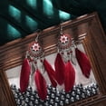 thumbnail image 2 of Pendientes de plumas pendientes de moda desplazamientos galvanoplastia pequeños y naturales pendientes, 2 of 6