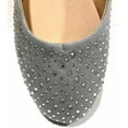 thumbnail image 3 of Shoes8teen Womens Faux Suede Rhinestone Ballerina Ballet Flats, 3 of 4