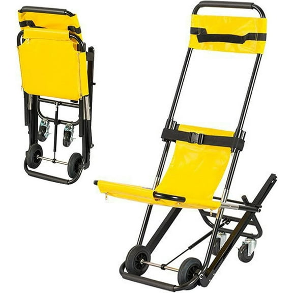 CNV Folding Stair Climbing Wheelchair, EMS Stair Chair Withstands 350.53 lbs, Corridor Evacuation Aluminum Alloy Transfer Chair to Carry Elderly Down Stairs Blue