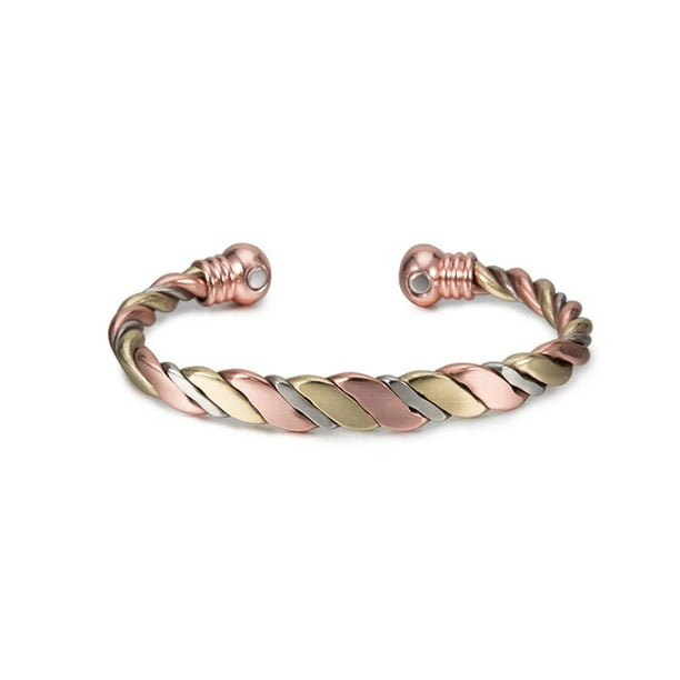 Pulsera de cobre Real con imán, brazalete ajustable de cobre vikingo para el alivio del dolor, artritis, negro, plata, Energía para la salud Fivean unisex