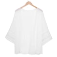 thumbnail image 5 of Pxiakgy cardigan for women Women Mesh Panel 3/4 Bell Sleeve Pure color Chiffon Casual Loose Kimono Cardigan womens cardigan White + L, 5 of 9