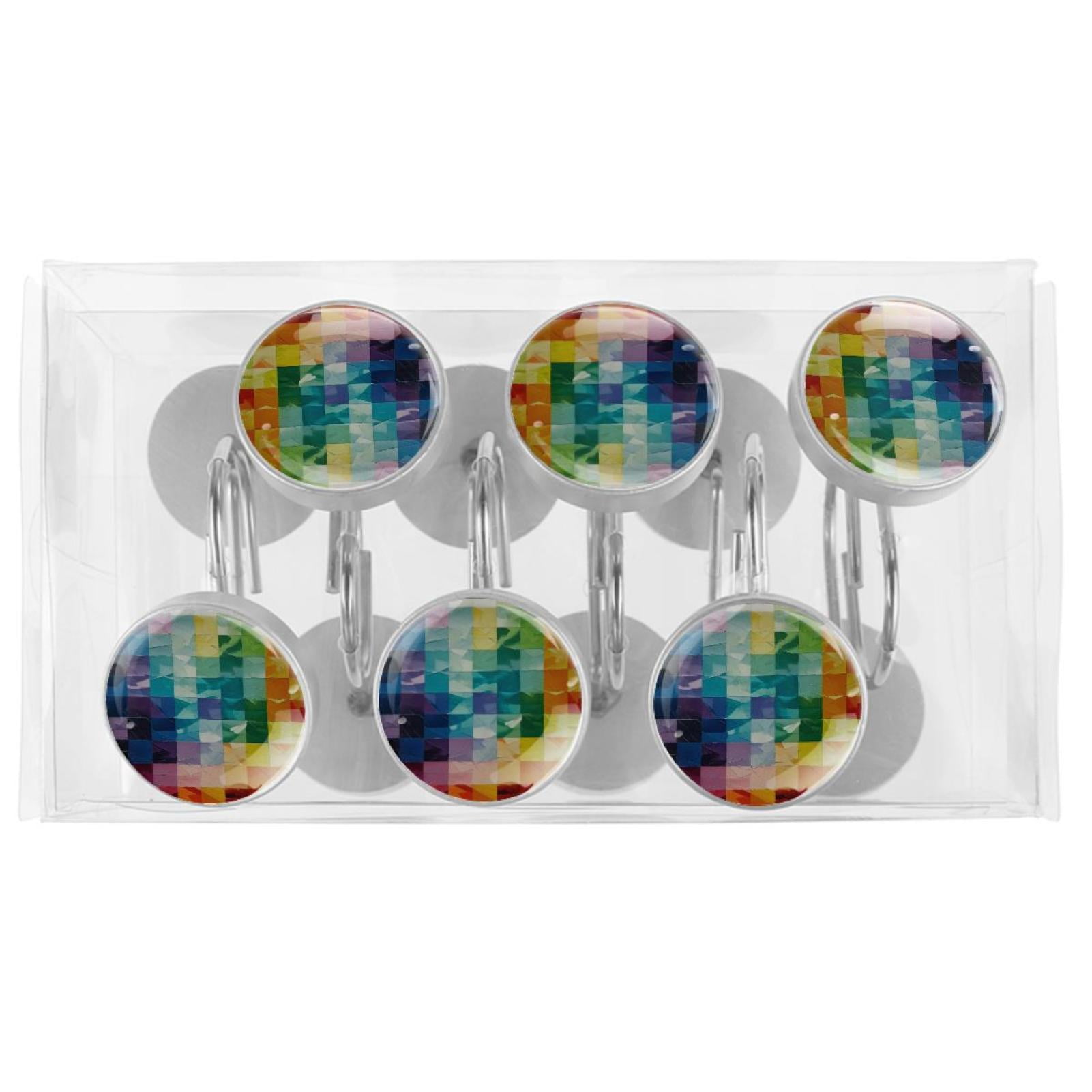 HemaKayy 12 Pcs Shower Curtain Hooks Bathroom Decorative Accessories Rainbow Fragments