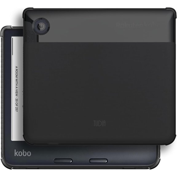TUDIA for Kobo Libra 2 Case 7", [SKN] Semi-Transparent TPU Bumper Case Cover (Frosted Black)