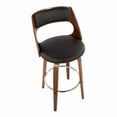 thumbnail image 6 of Cecina Mid-Century Modern Barstool With Swivel In Walnut And Grey Faux Leather - Set Of 2, 6 of 8