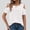 White, variant on Womens Pleated Crisscross Cutout Top Off Shoulder Loose Fit Crew Neck Short Sleeve Casual Summer Blouse Pink,Size 2XL
