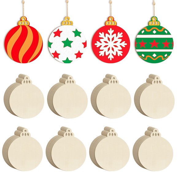Adornos navideños de madera Sophena, 36 unidades, bricolaje, 9 cm, sin terminar