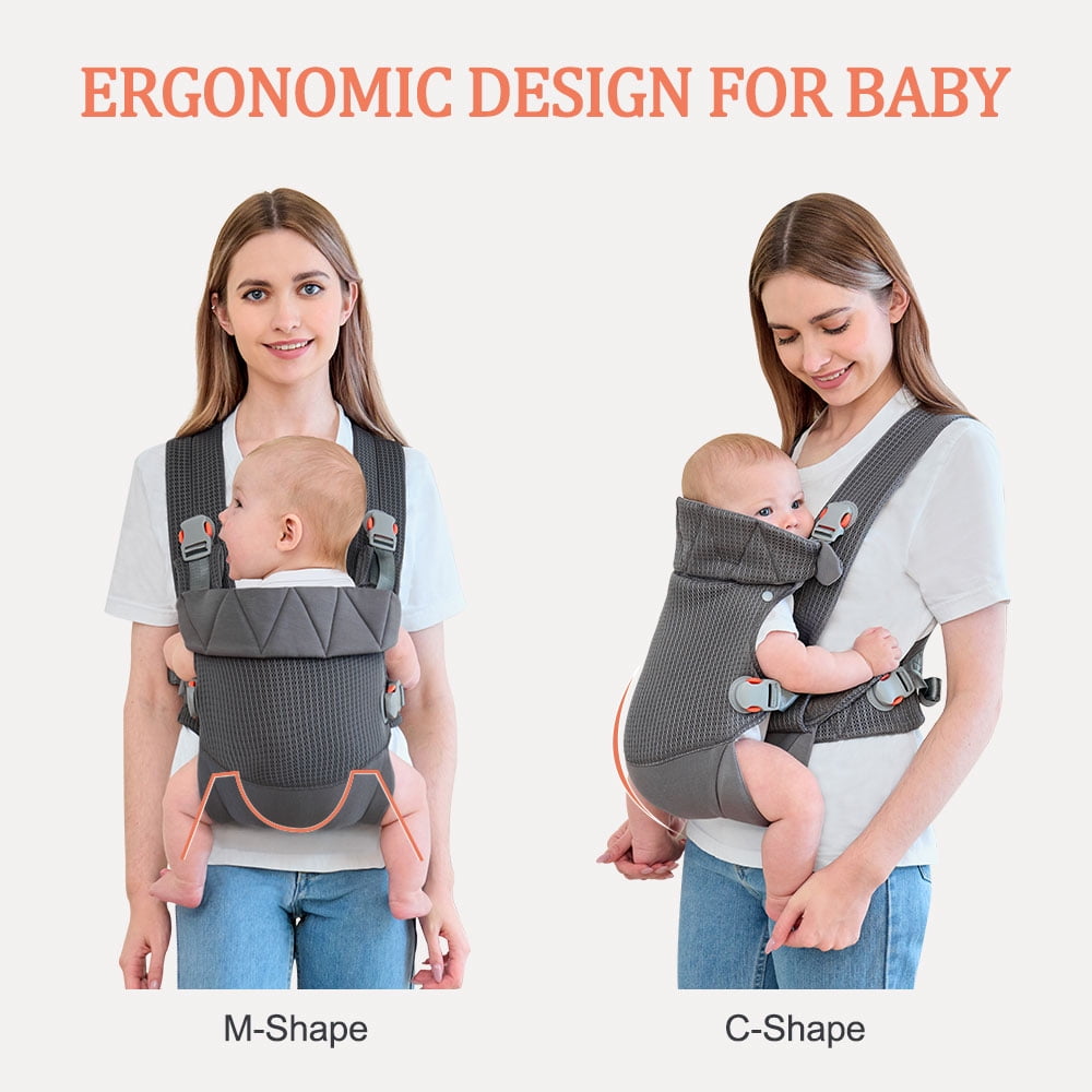 Newborn Carrier, Baby Carrier Newborn to Toddler, Ergonomic Baby Sling with Head Support