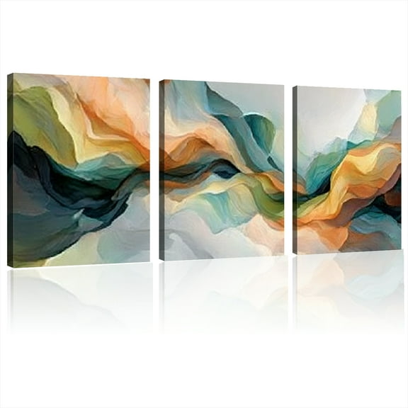 Canvas Wall Art Fluid Art Abstract Painting Framed Picture Living Room Kitchen Office Bedroom Home Decor High Quality Prints Modern Wall Decoration 12*16inch*3pcs