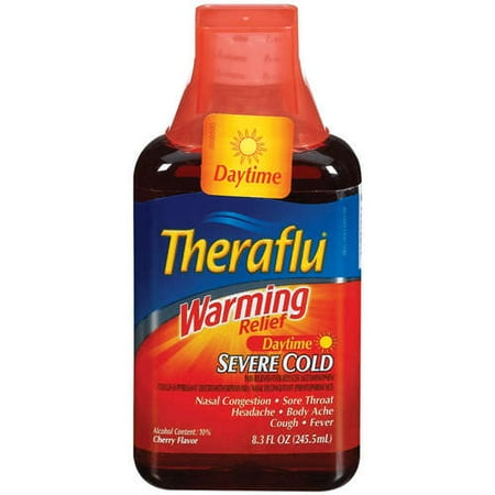 Theraflu Daytime Cherry Flavor Warming Syrup Severe Cold 8.3 Fl Oz