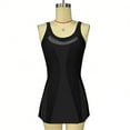 thumbnail image 4 of Hduncf Women's Tummy Control Swim Dress Fashion Color Block Mesh One Piece Swimsuit with Skirt for Women Black L, 4 of 7