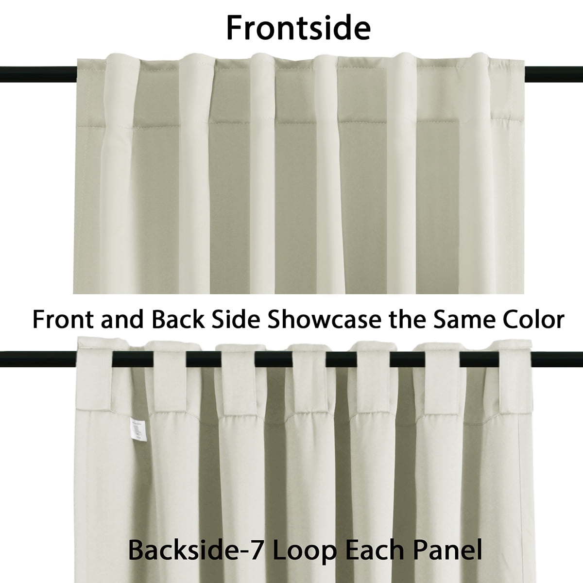 Blackout Curtains Back Tab Rod Pocket Thermal Insulated 2