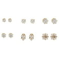thumbnail image 3 of Time and Tru Women's Jewelry Essentials Simulated Diamond Stud Earrings, 6-Pack, 3 of 5