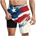 thumbnail image 2 of LEKWK Plus size Mens Swim Shorts 2 In 1 With Compression Liner Swim Shorts Patriotic Flag Print Graphic Swimming Trunks Athletic Vacation Wear, 2 of 6