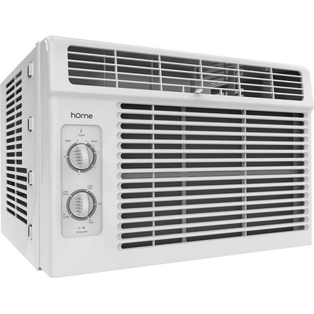 hOmeLabs 5000 BTU Window Mounted Air Conditioner - 7-Speed Window AC Unit Small Quiet Mechanical Controls 2 Cool and Fan Settings with Installation Kit Leaf Guards Washable Filter - Indoor Room