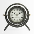 thumbnail image 2 of Gray Metal Circular Desk / Table Clock w/ Rivet Detail Frame, 2 of 4