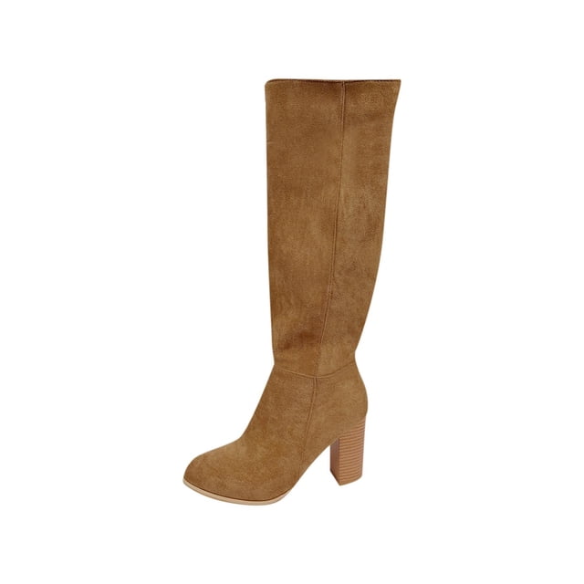 LOVZFMLL Cowboy Boots for Women Mid Calf Winter Boots Side Zipper Pointy Toe Slip Resistant Mid Block Heel Fall Winter Fashion