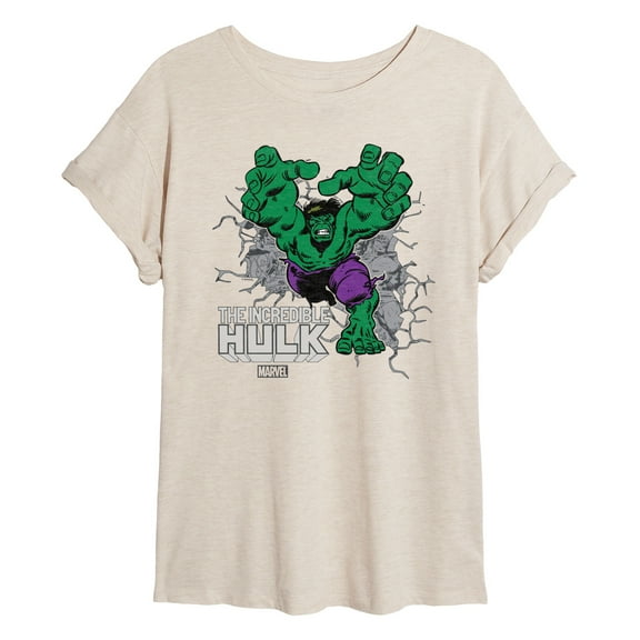 Marvel Hulk - Smash Through Wall - Women's Oversized Graphic T-Shirt